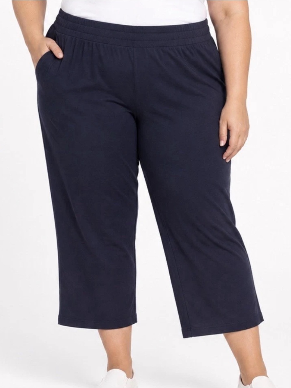 Belle by Kim Gravel Regular French Terry Cropped Pants Twilight Size 4X A721092